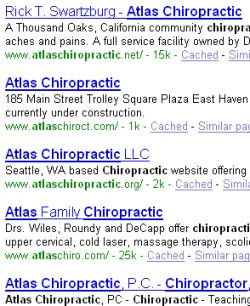 Atlas chiropractic screen grab five listings