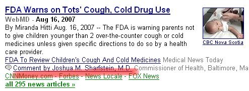 Google News comments - FDA warnings on cold medicines