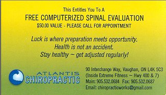 Atlantis chiropractic spinal evaluation