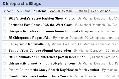 chiropractic blogs RSS feeds