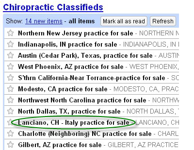 chiropractic classifieds practices for sale Italy