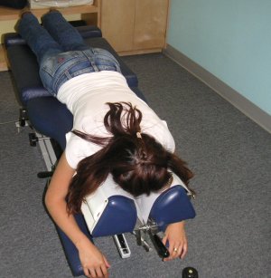 prone chiropractic adjusting - positioned facedown