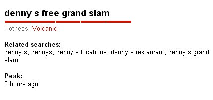 Dennys Free grand Slam Searches on Google