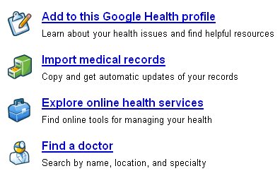 screenshot of Google Health profile