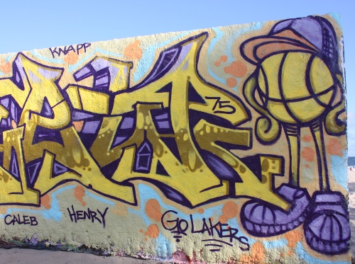 Purple and Gold Artistic Graffiti With Lakers Theme