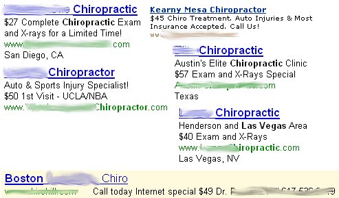 price in chiropractic advertising
