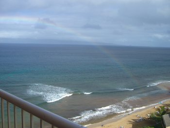 rainbow outside my beach hotel room
