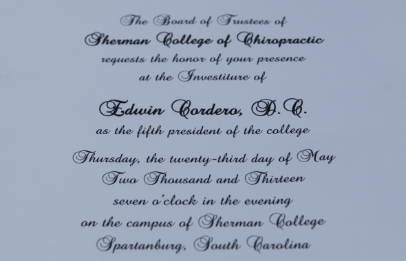 Sherman Chiropractic College Presidential Investiture
