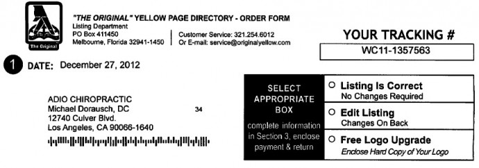 yellow pages order form